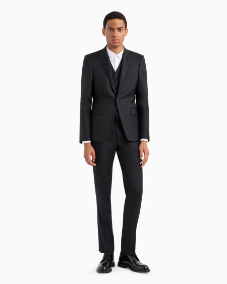 Armani Chaleco De Abotonadura Sencilla De Lana Virgen Cepillada