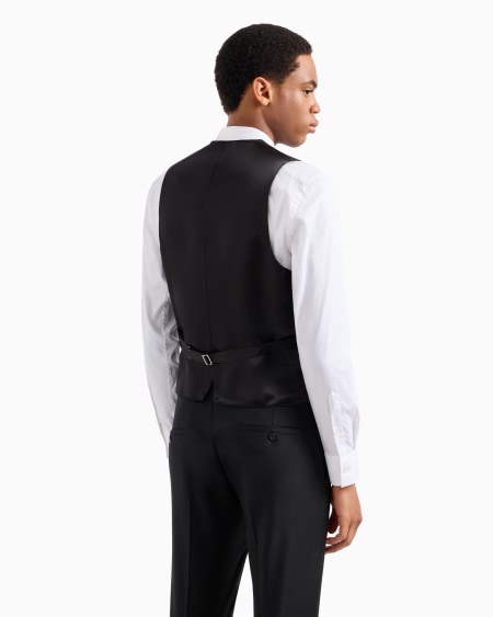 Armani Chaleco De Abotonadura Sencilla De Lana Virgen Cepillada