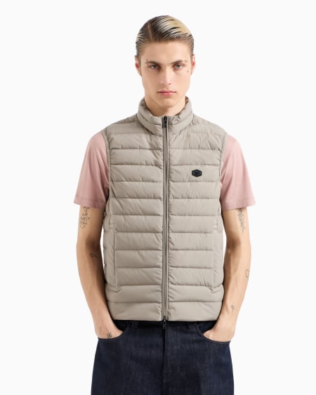 Armani Chaleco De Plumas Con Cremallera Completa En Nailon Acolchado Y Parche Con Logotipo De águila