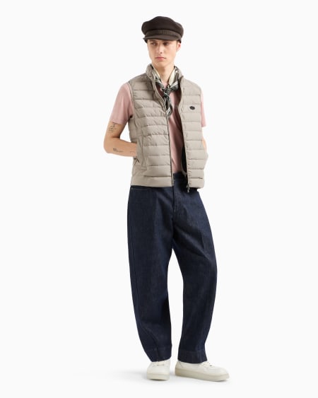 Armani Chaleco De Plumas Con Cremallera Completa En Nailon Acolchado Y Parche Con Logotipo De águila