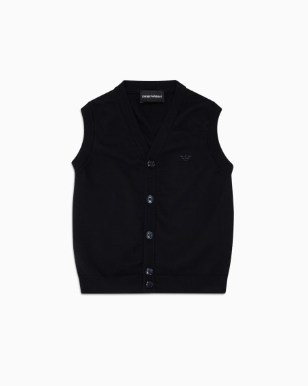 Armani Chaleco de punto con cuello de pico y botones