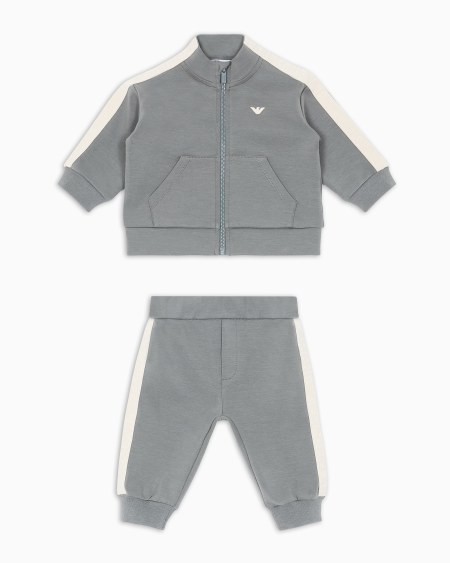 Armani Chándal con sudadera y pantalones de interlock de punto doble con cinta con logotipo