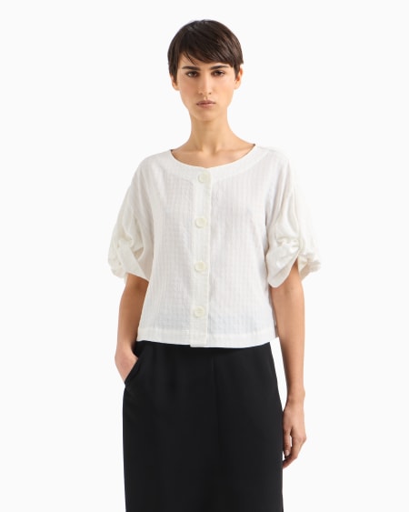 Armani Chaqueta Camisera Con Torchón En Las Mangas Y Motivo De Cuadros