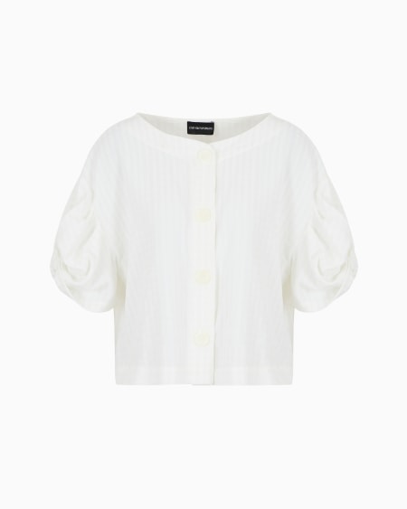 Armani Chaqueta camisera con torchón en las mangas y motivo de cuadros