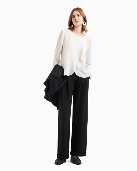 Armani Chaqueta Camisera De Crepé Fluido Con Volantes