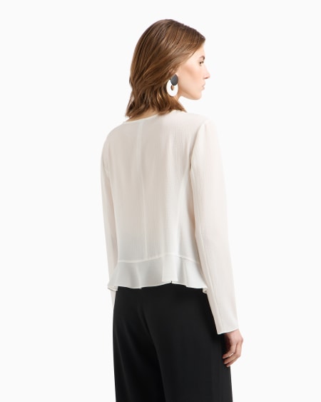 Armani Chaqueta Camisera De Crepé Fluido Con Volantes