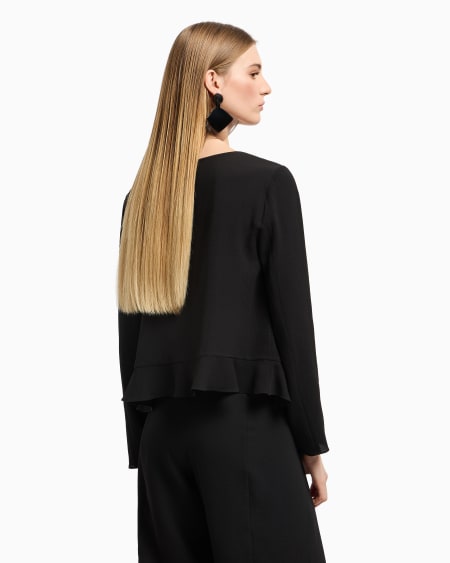 Armani Chaqueta Camisera De Crepé Fluido Con Volantes