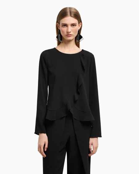 Armani Chaqueta Camisera De Crepé Fluido Con Volantes