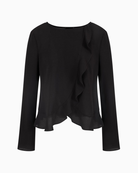 Armani Chaqueta camisera de crepé fluido con volantes