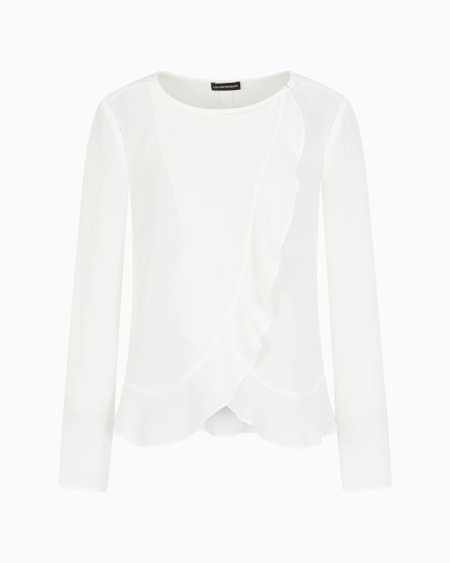 Armani Chaqueta camisera de crepé fluido con volantes