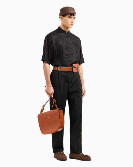 Armani Chaqueta Camisera De Lyocell Con Cremallera Completa Y Grandes Flores En Tejido Jacquard ASV