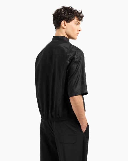 Armani Chaqueta Camisera De Lyocell Con Cremallera Completa Y Grandes Flores En Tejido Jacquard ASV