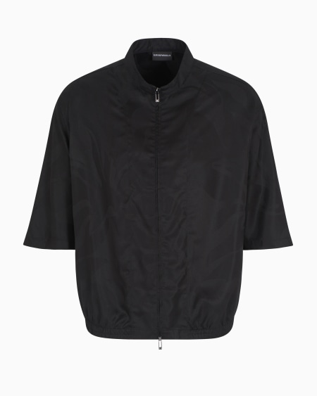 Armani Chaqueta camisera de lyocell con cremallera completa y grandes flores en tejido jacquard ASV