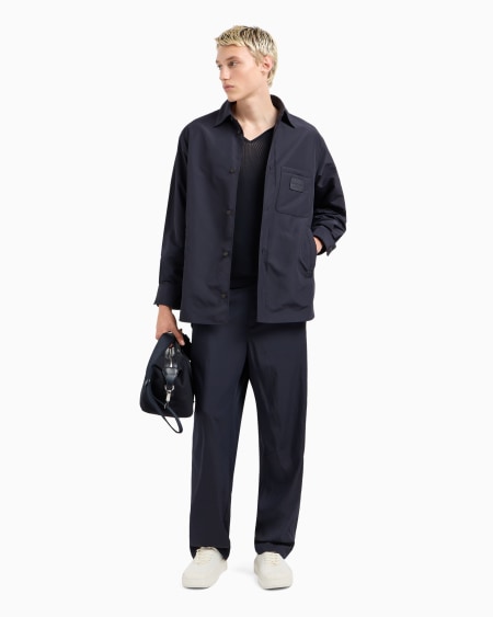 Armani Chaqueta Camisera De Nailon Con Bolsillo De Parche Y Parche Con Logotipo