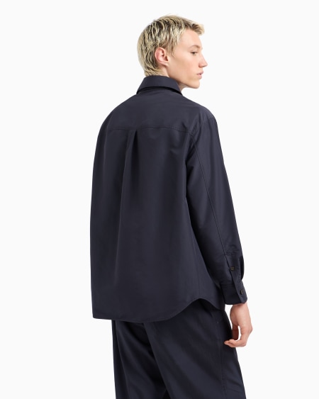 Armani Chaqueta Camisera De Nailon Con Bolsillo De Parche Y Parche Con Logotipo