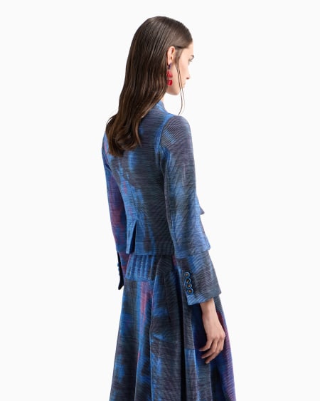 Armani Chaqueta Con Cierre Descentrado De Tejido Canneté Con Estampado Difuminado