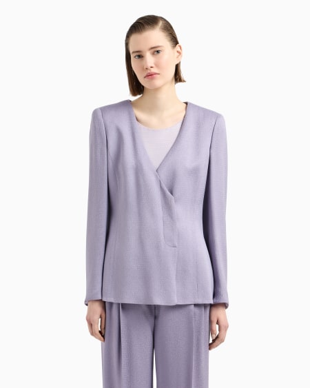 Armani Chaqueta Con Cuello De Pico En Tejido Sablé Icon