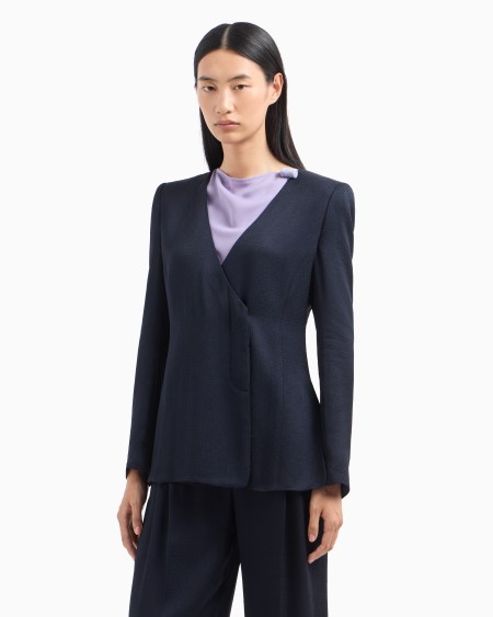 Armani Chaqueta Con Cuello De Pico En Tejido Sablé Icon