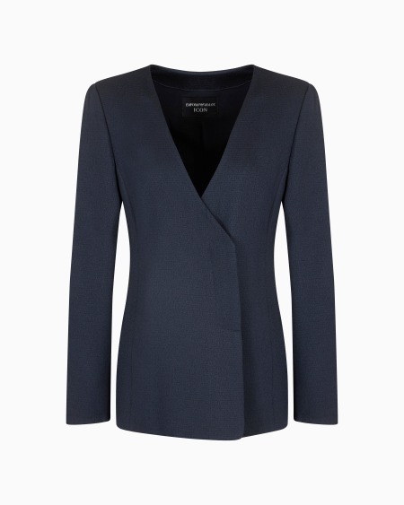 Armani Chaqueta con cuello de pico en tejido sablé Icon