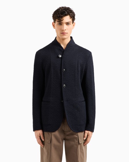 Armani Chaqueta Con Cuello De Tira De Punto Jersey Con Motivo Chevrón