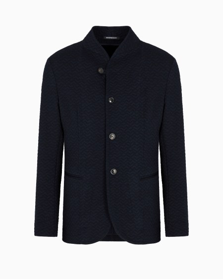 Armani Chaqueta con cuello de tira de punto jersey con motivo chevrón
