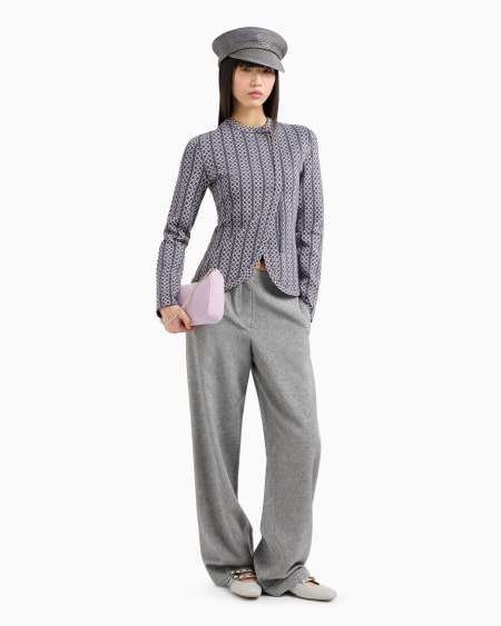 Armani Chaqueta Con Cuello De Tira De Tejido Jacquard Bicolor