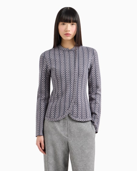 Armani Chaqueta Con Cuello De Tira De Tejido Jacquard Bicolor