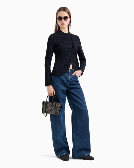 Armani Chaqueta Con Cuello De Tira De Tejido Jacquard Bicolor