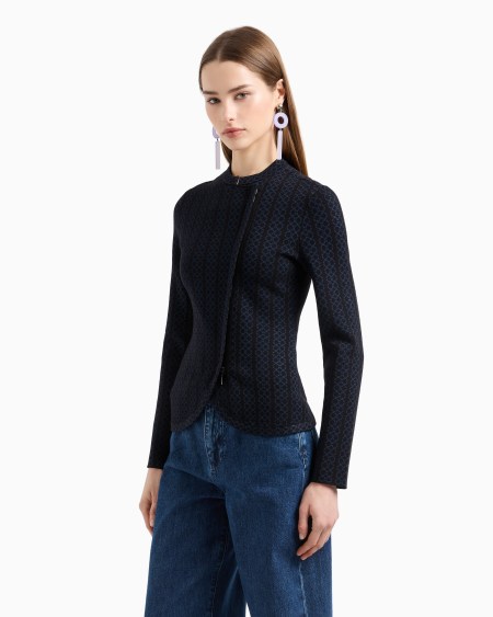 Armani Chaqueta Con Cuello De Tira De Tejido Jacquard Bicolor