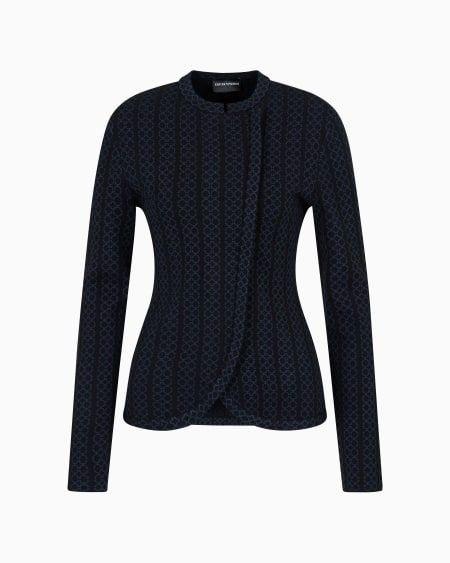 Armani Chaqueta con cuello de tira de tejido jacquard bicolor