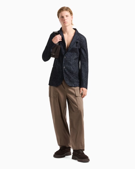 Armani Chaqueta Con Cuello De Tira En Malla Flocada Con Motivo Chevrón