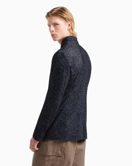 Armani Chaqueta Con Cuello De Tira En Malla Flocada Con Motivo Chevrón