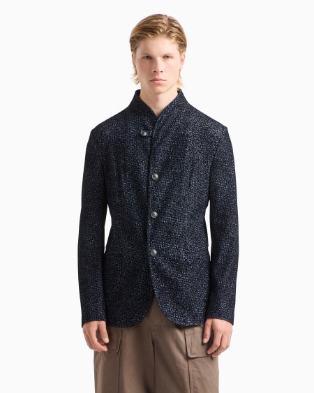 Armani Chaqueta Con Cuello De Tira En Malla Flocada Con Motivo Chevrón