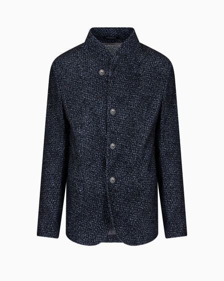 Armani Chaqueta con cuello de tira en malla flocada con motivo chevrón