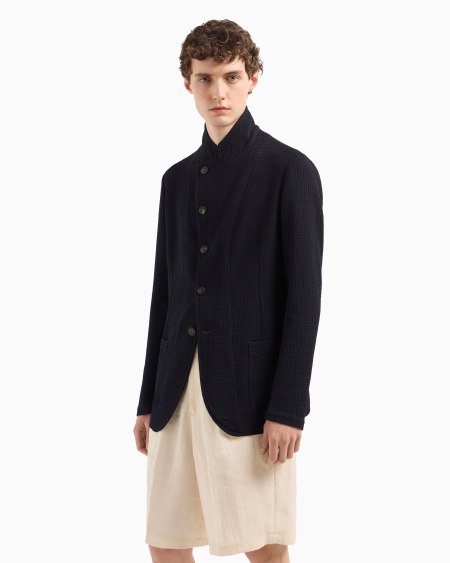 Armani Chaqueta Con Cuello De Tira Y Cierre Descentrado De Lana Virgen Estructurada