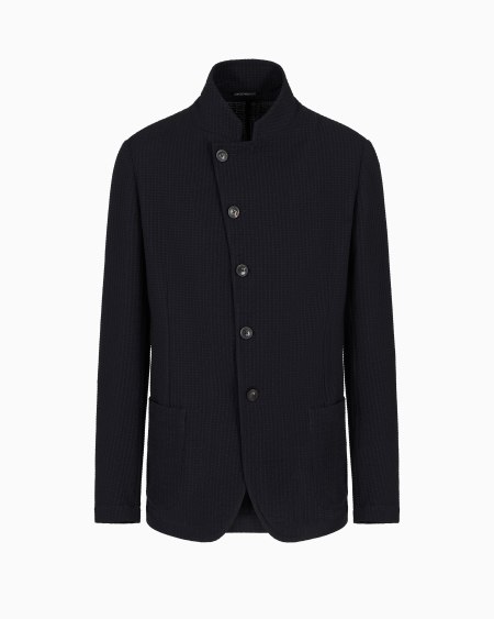 Armani Chaqueta con cuello de tira y cierre descentrado de lana virgen estructurada