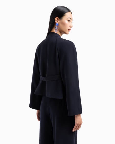 Armani Chaqueta De Abotonadura Doble De Cady Técnico Con Cuello De Tira