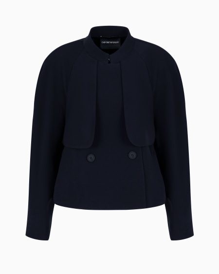 Armani Chaqueta de abotonadura doble de cady técnico con cuello de tira