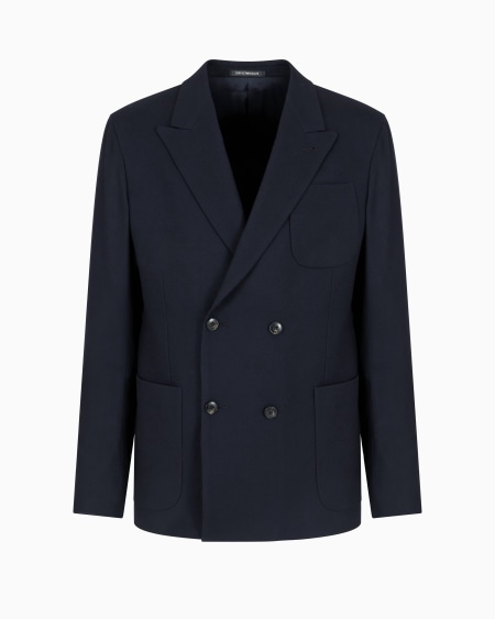 Armani Chaqueta de abotonadura doble en lana fluida