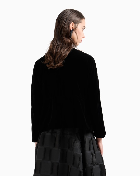 Armani Chaqueta De Abotonadura Doble En Terciopelo Líquido Con Ribetes De Satén