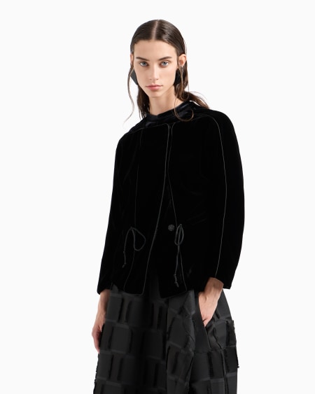 Armani Chaqueta De Abotonadura Doble En Terciopelo Líquido Con Ribetes De Satén