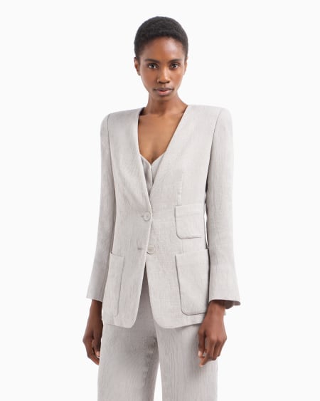 Armani Chaqueta De Abotonadura Sencilla De Canneté Fluido