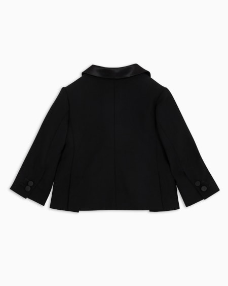 Armani Chaqueta De Abotonadura Sencilla De Lana Con Solapas De Raso