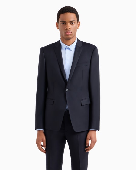 Armani Chaqueta De Abotonadura Sencilla De Lana Virgen