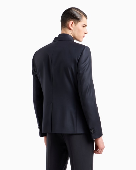 Armani Chaqueta De Abotonadura Sencilla De Lana Virgen Cepillada