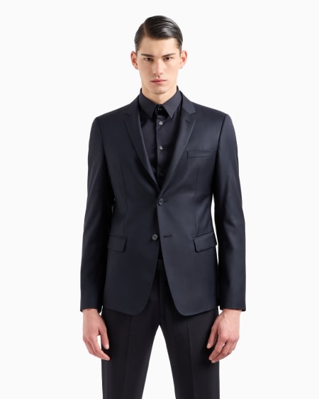 Armani Chaqueta De Abotonadura Sencilla De Lana Virgen Cepillada