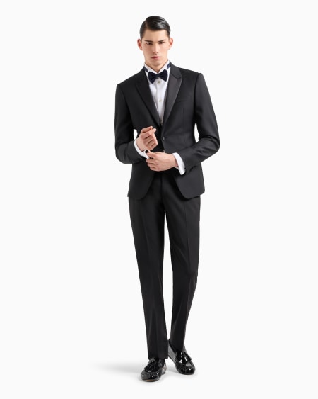 Armani Chaqueta De Abotonadura Sencilla De Lana Virgen Cepillada