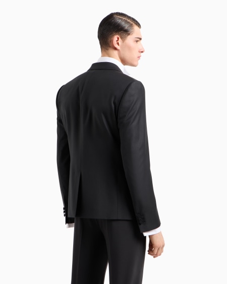 Armani Chaqueta De Abotonadura Sencilla De Lana Virgen Cepillada