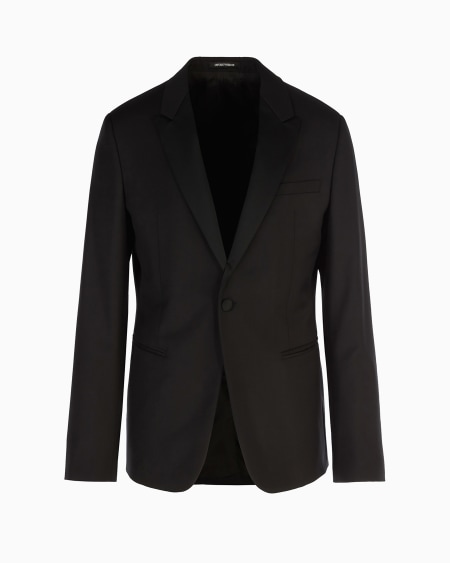 Armani Chaqueta de abotonadura sencilla de lana virgen cepillada