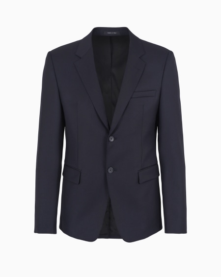 Armani Chaqueta de abotonadura sencilla de lana virgen cepillada